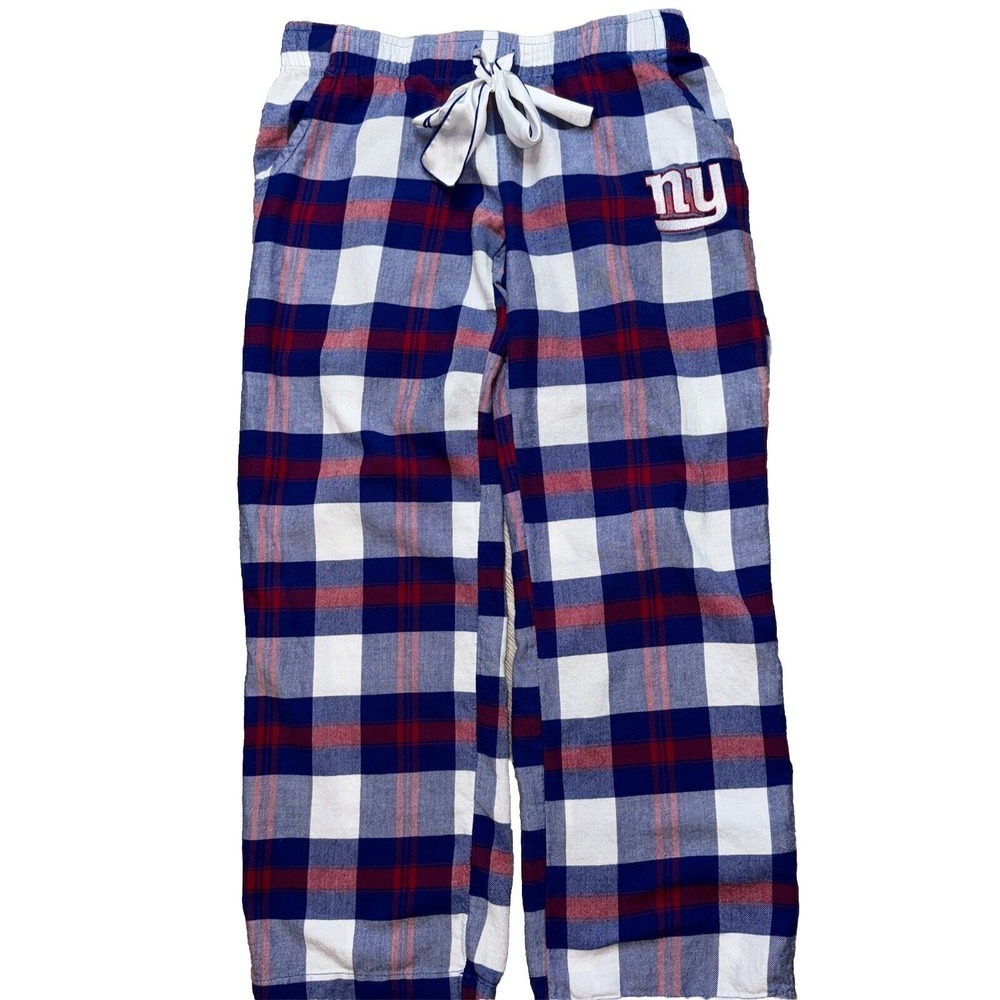 NFL Team Apparel Pajama Pants‎ Women Small Blue NY Giants Plaid Loungewear